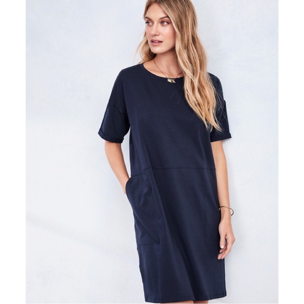 Eileen Fisher Organic Cotton Jersey Round-Neck Dress, XS